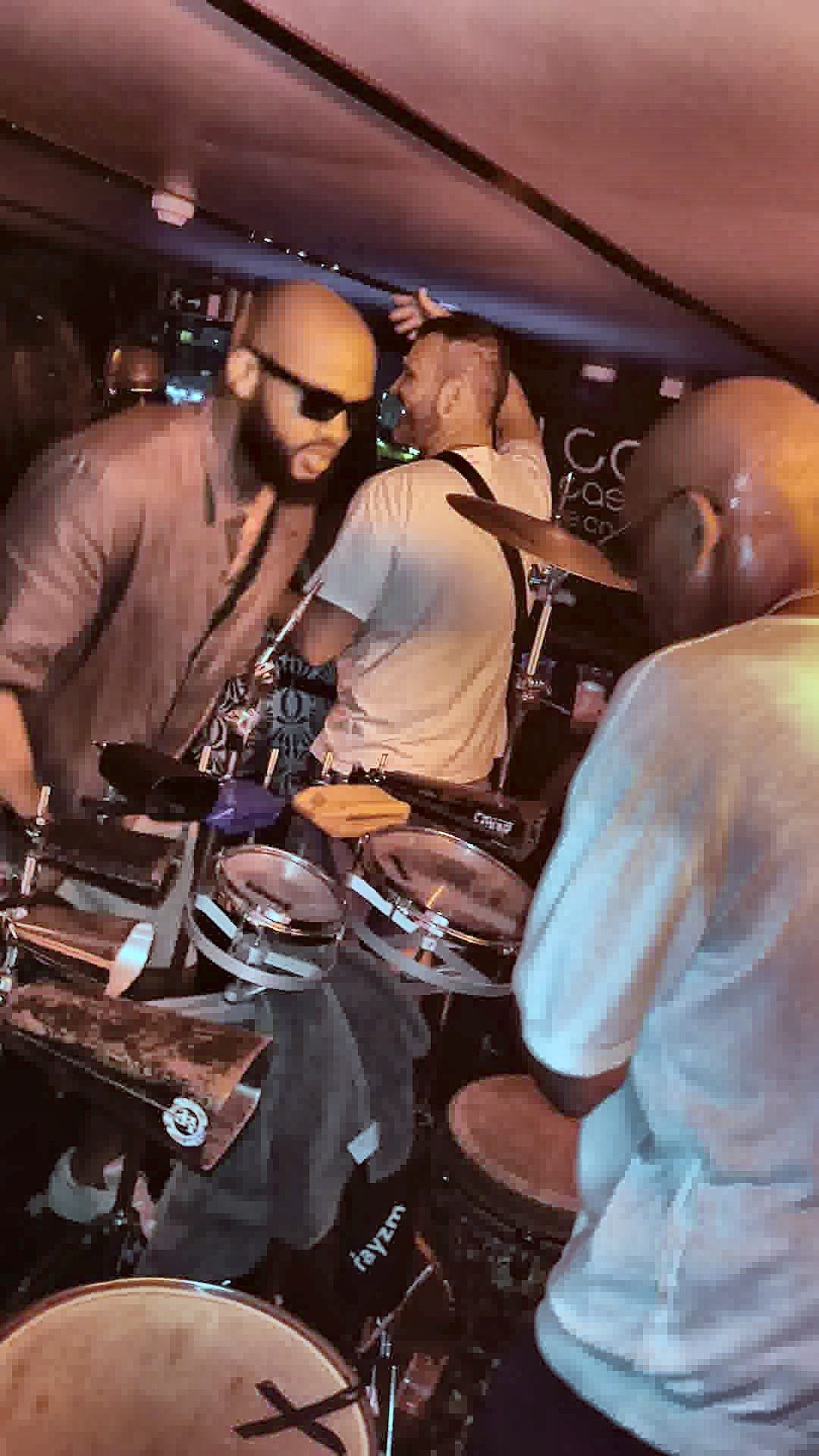 Wayne, the percussionist behind BongoFlex, performing live